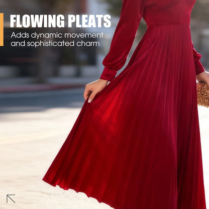 Women's Christmas Party Dress | Elegant V-Neck Waist Cinching Midi | Holiday Wedding Guest Outfit