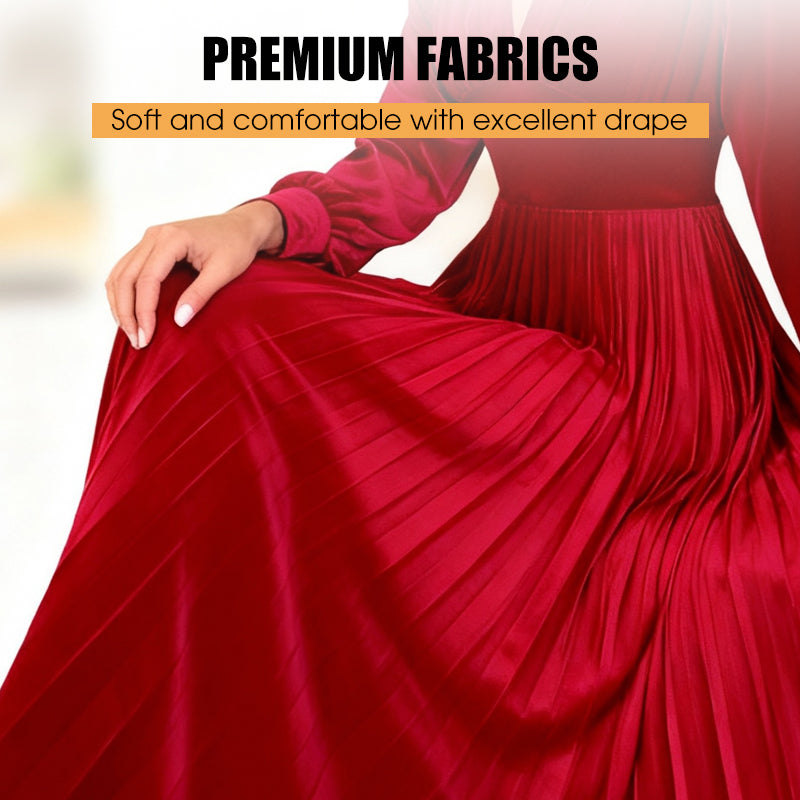 Women's Christmas Party Dress | Elegant V-Neck Waist Cinching Midi | Holiday Wedding Guest Outfit