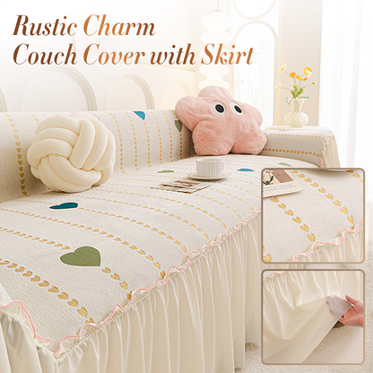 Rustic Charm Couch Cover with Skirt