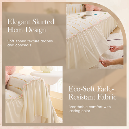 Rustic Charm Couch Cover with Skirt