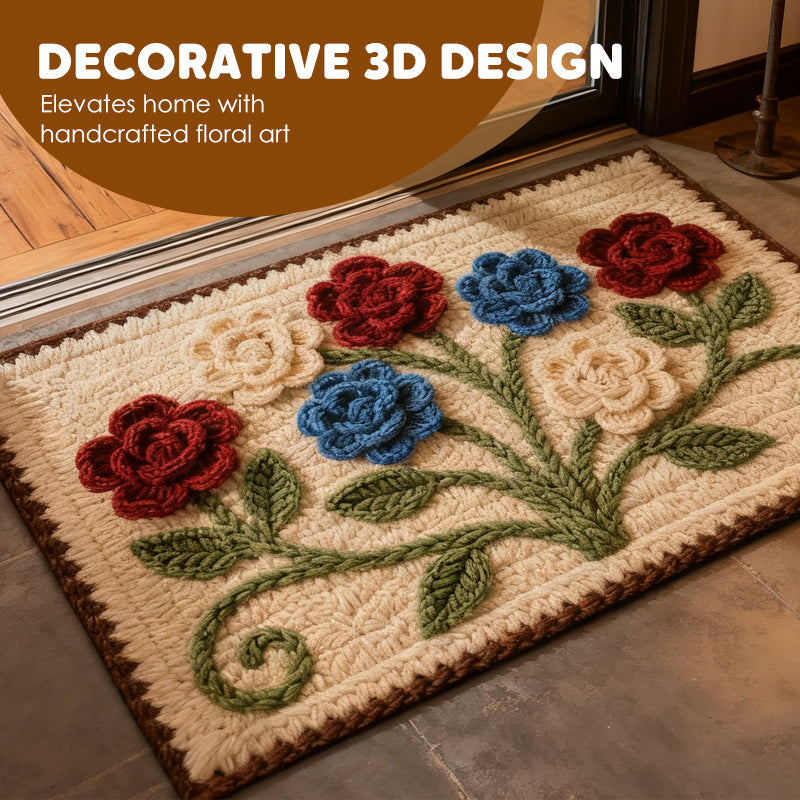 💥🎄Christmas Sale 50% OFF🎅💥3D Floral Yarn Anti-Slip Absorbent Floor Mat