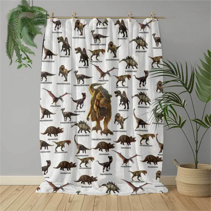 Soft Warm Dinosaur Print Blanket