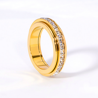 【📍Exquisite Collection📍】Titanium Steel Rotatable Spinner Ring with Zirconia
