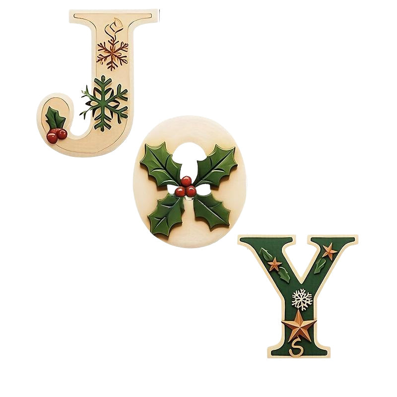 Christmas Wooden Wall Decor Letter Sign - HOME/JOY