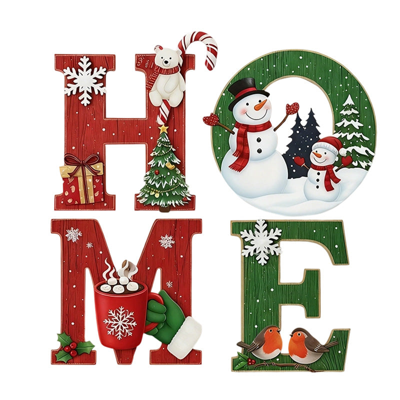 Christmas Wooden Wall Decor Letter Sign - HOME/JOY
