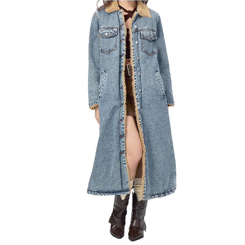 ✨🎅Last-Minute Christmas Offers 🎄⏰Women's Warm Lined Long Denim Coat