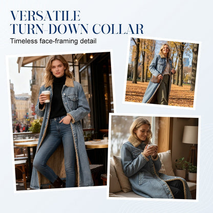 ✨🎅Last-Minute Christmas Offers 🎄⏰Women's Warm Lined Long Denim Coat