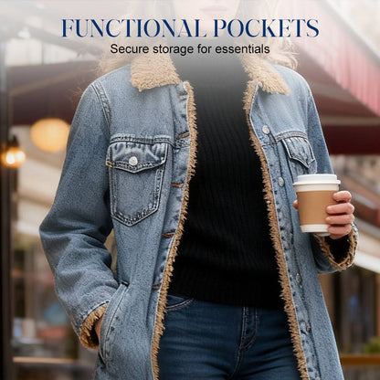 ✨🎅Last-Minute Christmas Offers 🎄⏰Women's Warm Lined Long Denim Coat