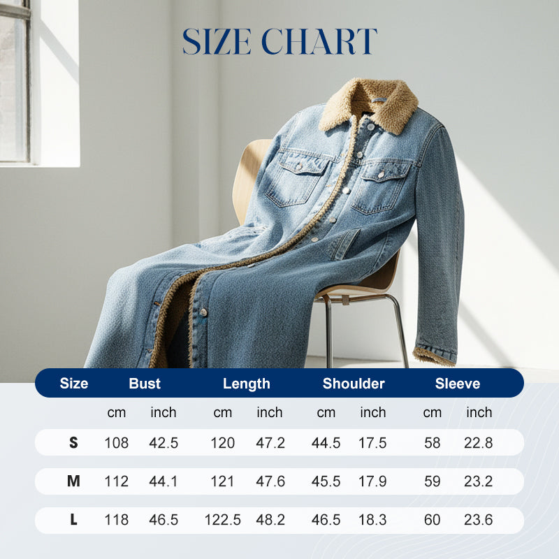 ✨🎅Last-Minute Christmas Offers 🎄⏰Women's Warm Lined Long Denim Coat