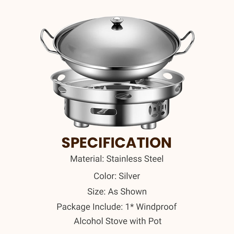 ✨🎅Last-Minute Christmas Offers 🎄⏰Windproof Alcohol Stove with Pot