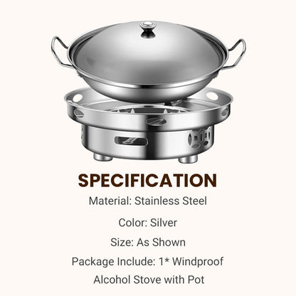 ✨🎅Last-Minute Christmas Offers 🎄⏰Windproof Alcohol Stove with Pot