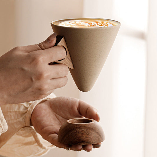 🎄 Christmas Sale: Up to 50% Off!🎁Vintage Coffee Mug with Wooden Handle & Saucer