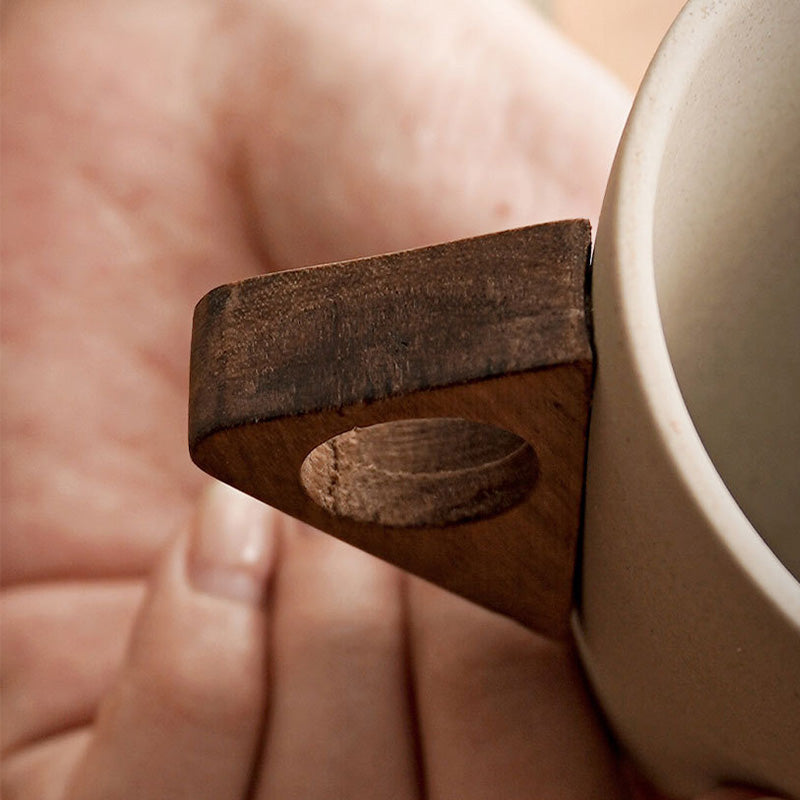 🎄 Christmas Sale: Up to 50% Off!🎁Vintage Coffee Mug with Wooden Handle & Saucer