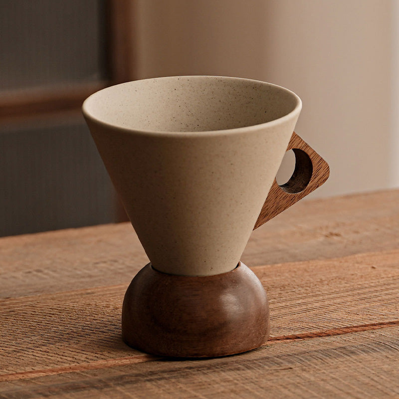 🎄 Christmas Sale: Up to 50% Off!🎁Vintage Coffee Mug with Wooden Handle & Saucer