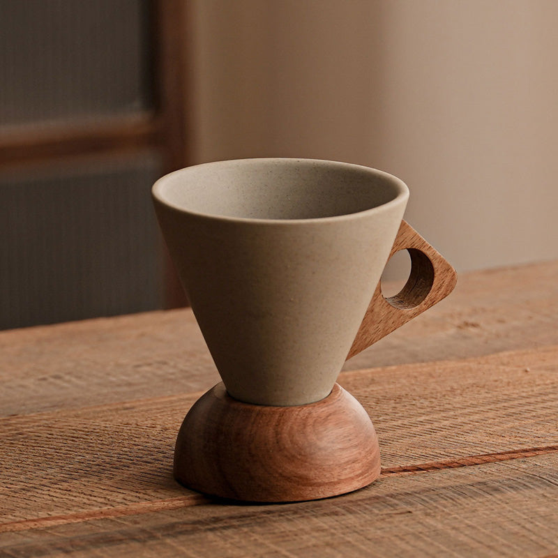 🎄 Christmas Sale: Up to 50% Off!🎁Vintage Coffee Mug with Wooden Handle & Saucer