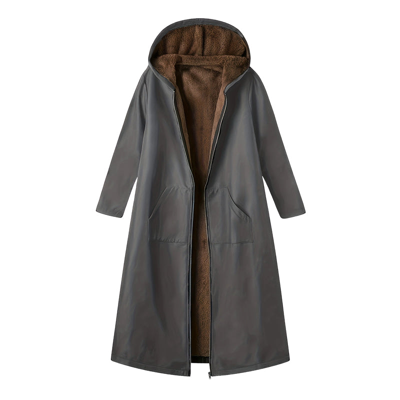 🔥Women’s Vintage Fuzzy-Lined Long Coat With Hood