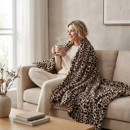 🛋️Home Comfort Pick｜Plush Leopard Print Throw Blanket - New Year 50% Off