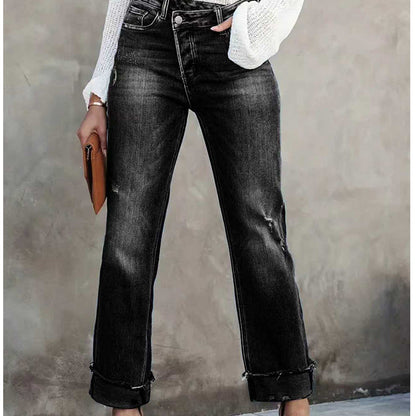 📢📢50%  OFF !!⏰Women's High-Waist Straight-Leg Stretch Jeans