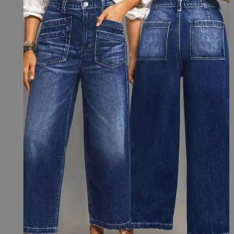 Women's Casual High-Rise Wide-Leg Jeans