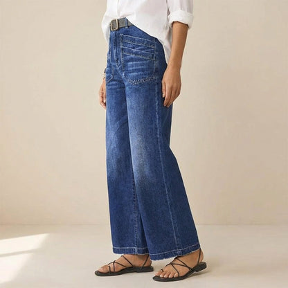 Women's Casual High-Rise Wide-Leg Jeans