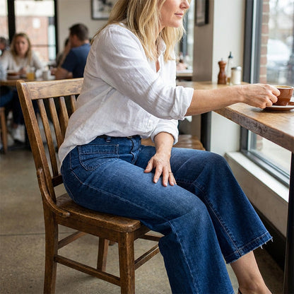 Women's Casual High-Rise Wide-Leg Jeans