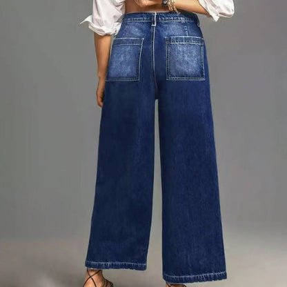 Women's Casual High-Rise Wide-Leg Jeans