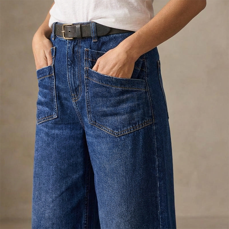 Women's Casual High-Rise Wide-Leg Jeans