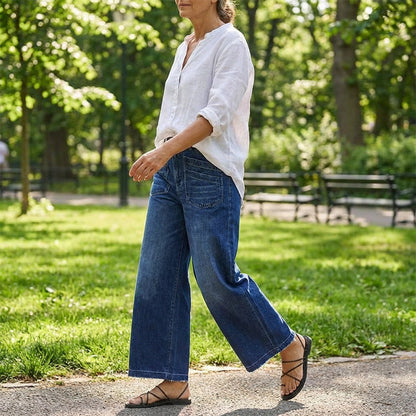 Women's Casual High-Rise Wide-Leg Jeans