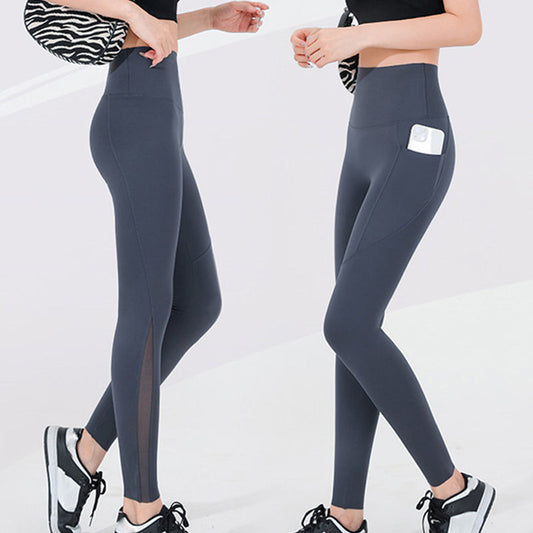 Leggings à taille haute en maille féminine avec poche latérale - contrôle du ventre et levage des fesses