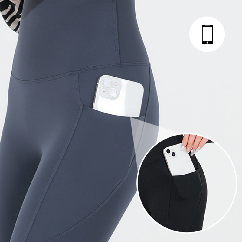 Leggings à taille haute en maille féminine avec poche latérale - contrôle du ventre et levage des fesses