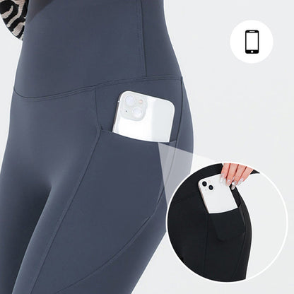Leggings à taille haute en maille féminine avec poche latérale - contrôle du ventre et levage des fesses