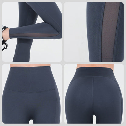 Leggings à taille haute en maille féminine avec poche latérale - contrôle du ventre et levage des fesses